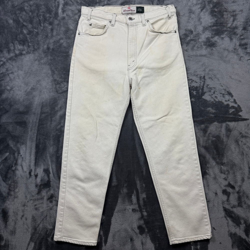 Levi Strauss Signature Jeans Mens 34x29 Off White Flex Denim Straight Leg Pants